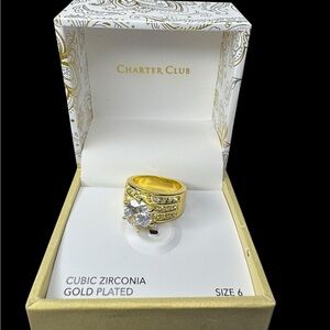 Charter Club Gold Played Cubic Zirconia Ring